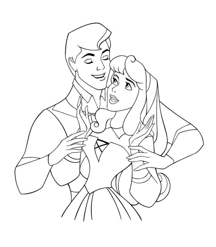 coloriage la belle au bois dormant et son prince